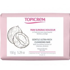 Topicrem Pain, Savon Surgras douceur à l'Huile de Coco Nourrissante 150 g, Visage et Corps
