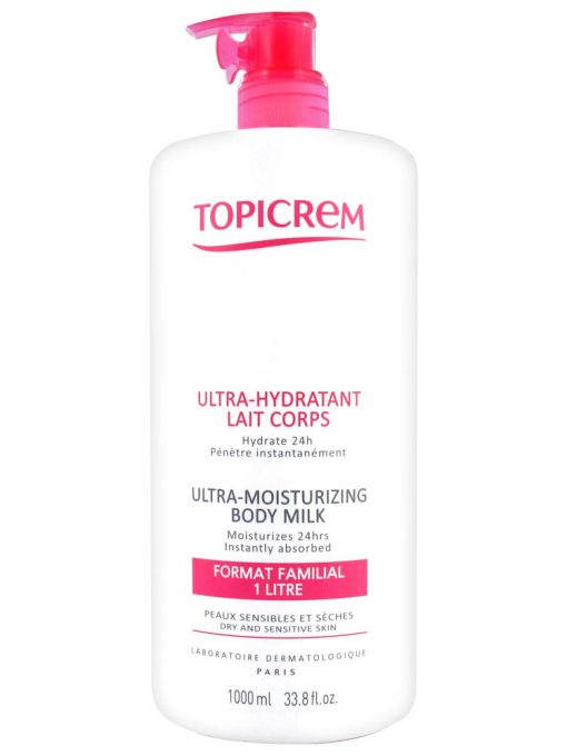 Topicrem Ultra Hydratant Lait Corps 1000 ml, Homme Femme Enfant