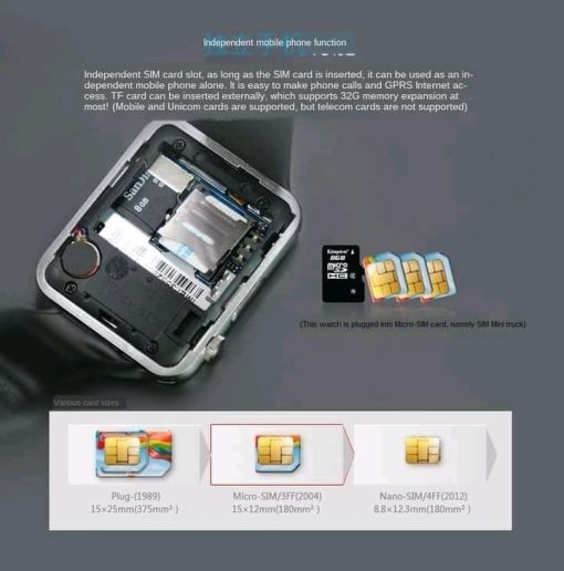 Montre Connectée Smartwatch A1 Téléphone avec SIM Écran Tactile Bluetooth Micro SD – Image 4