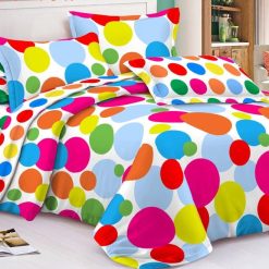 Ensemble Draps de Lit 3 Places 100% Cotton avec des Motifs Ronds