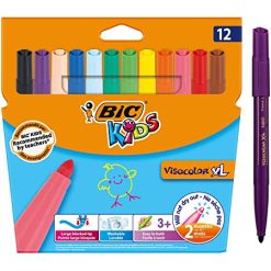 Bic Kids Feutres de Coloriage à Pointe Large, Visacolor XL Carton de 12