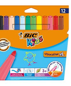Bic Kids Feutres de Coloriage à Pointe Large, Visacolor XL Carton de 12