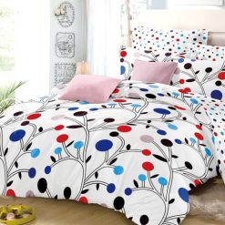 Ensemble Draps de Lit 3 Places 100% Cotton Blanc Coloré