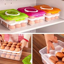 Alternative view of Gamelle avec Poignée Double Étage pour Conserver les Oeufs, couleur verte