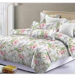 Ensemble Draps de Lit 3 Places 100% coton, motifs en fleurs hibiscus