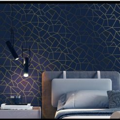 Papiers Peints Suédois Luxueux bleu-or, Résistant à l'eau et à la moisissure, Rouleau de 5m2