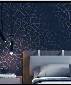Papiers Peints Suédois Luxueux bleu-or, Résistant à l'eau et à la moisissure, Rouleau de 5m2