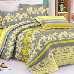 Ensemble Draps de Lit 3 Places 100% Cotton Gris fleuri