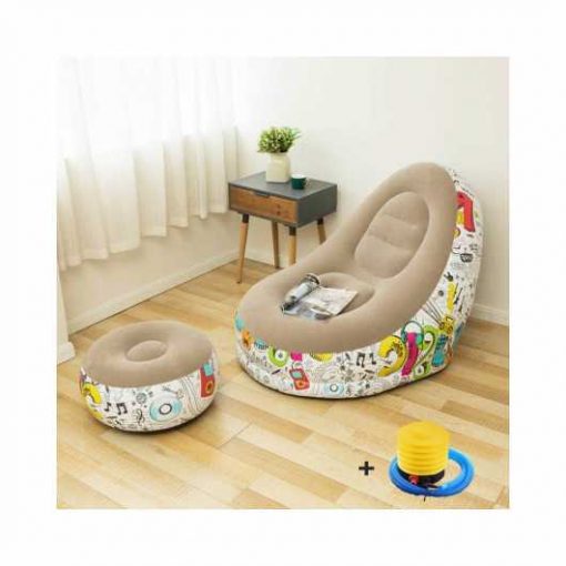 Fauteuil Gonflable avec Pouf Repose Pieds et Pompe à Air – Image 3