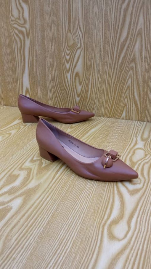 Chaussure en Cuir Bout Pointu et Talons courts Pour Femmes – Image 4