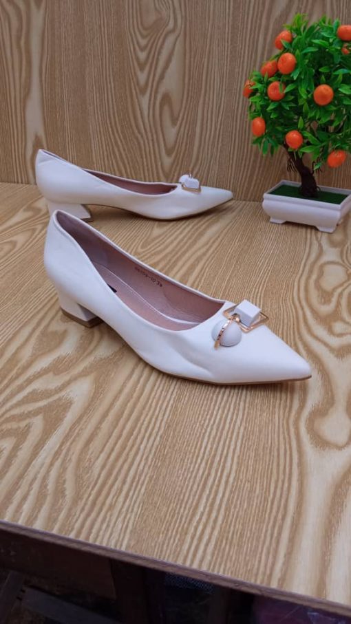 Chaussure en Cuir Bout Pointu et Talons courts Pour Femmes – Image 3