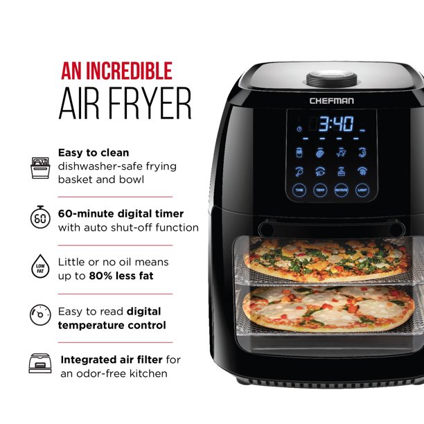 Friteuse à Air Numérique Chefman 6 Litres Rôtissoire Déshydrateur et Four à Convection – Image 6