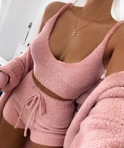 Ensemble Mumu en laine, gilet à capuche et manches longues, 3 pièces Femme