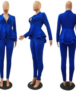 Alternative view of Ensemble Pantalon et Haut Elegant Bleu