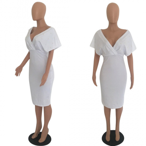 Robe Blanche Elegante et Moulante – Image 3