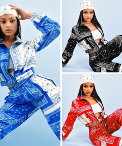 Ensemble deux pièces Imprimé avec Fermeture Eclair, Street Wear