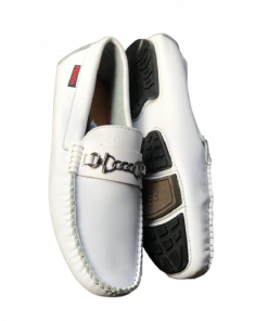 Mocassin Hommes en Cuir Souple Blanc