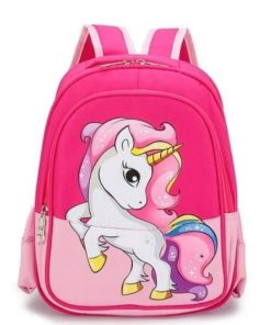 Cartable Sac à Dos Enfant la Licorne rouge-rose