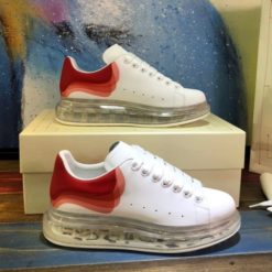 Alternative view of Basket en Cuir Semelle Transparente Unisexes Rouge et Blanc Alexander McQueen