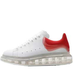 Basket en Cuir Semelle Transparente Unisexes Rouge et Blanc Alexander McQueen