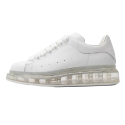 Basket en Cuir, Semelle Transparente Blanche Alexander McQueen