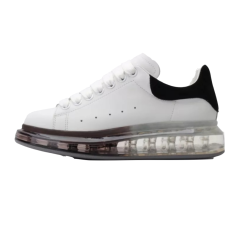 Basket en Cuir, Semelle Transparente, Blanc-Noir Alexander McQueen