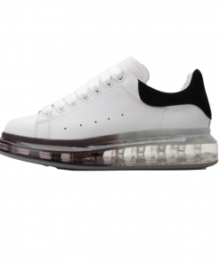 Basket en Cuir, Semelle Transparente, Blanc-Noir Alexander McQueen
