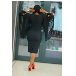 Alternative view of Robe de Soirée en Mousseline de soie Noire Elégante