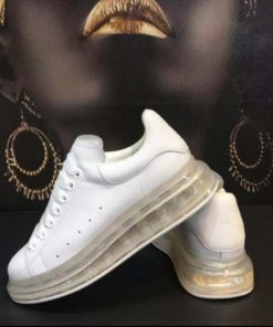 Alternative view of Basket en Cuir, Semelle Transparente Blanche Alexander McQueen