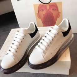 Alternative view of Basket en Cuir, Semelle Transparente, Blanc-Noir Alexander McQueen