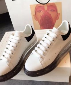 Alternative view of Basket en Cuir, Semelle Transparente, Blanc-Noir Alexander McQueen