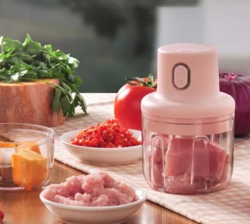 Mini Hachoir électrique sans Fil avec Chargement USB rose 250 ml, 45W