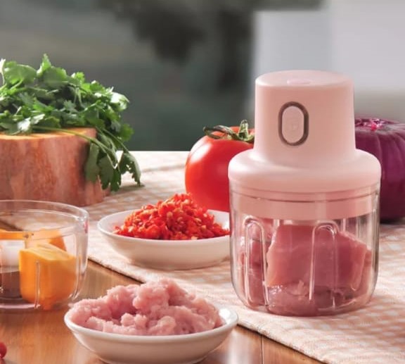 Mini Hachoir électrique sans Fil avec Chargement USB rose 250 ml, 45W