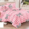 Ensemble Draps et Taies de Lit 100% Coton avec Motif Nœud Rose