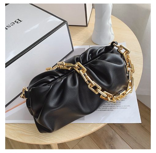 Sac à Main de Luxe en Cuir Souple avec Chaîne Dorée pour Femmes