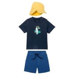Ensemble Enfants 3 pièces en coton, couleur bleu, jaune et bleu nuit