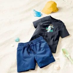 Alternative view of Ensemble Enfants 3 pièces en coton, couleur bleu, jaune et bleu nuit