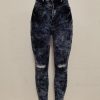 Pantalons Jeans Slim Extensibles Destroy Mode Décontractée pour Femmes