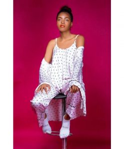 Ensemble Pyjama 3 Pièces Rose à Coeurs Noirs T MUSLIM RCN en Satin