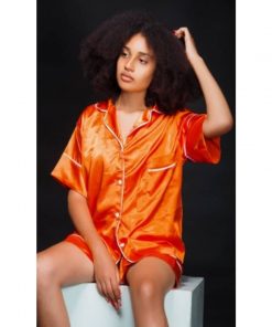 Ensemble Pyjama T1 Orange en Satin
