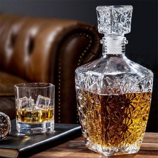 Carafe à Whisky en Verre Transparent Créatif Bouteille en Cristal 1 Litre