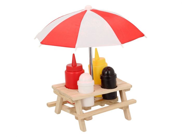 Support à Epices avec Salière, Poivrière en Plastique, Table en Bois – Image 4