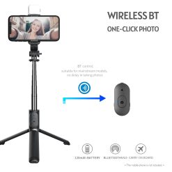 Alternative view of Perche Trépied à Selfie Bluetooth sans Fil Extensible avec Lumière LED pour Smartphone iPhone Android