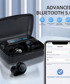 Alternative view of Ecouteurs Bluetooth 5.0 sans Fil avec Contrôle Tactile et Etui de Boîtier de Charge IPX7 Noir
