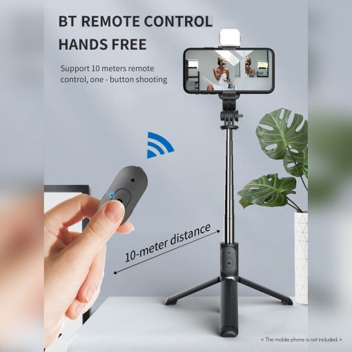 Perche Trépied à Selfie Bluetooth sans Fil Extensible avec Lumière LED pour Smartphone iPhone Android – Image 7