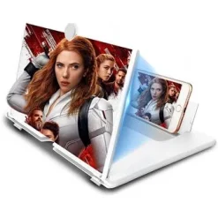 Amplificateur d'Ecran pour Smartphone Loupe d'Ecran 3D Support Pliable Grand Ecran HD 12 Pouces, Garantie 1 Mois