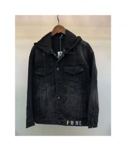 Blouson Jeans Fune à Capuche Noir