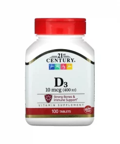 Vitamine D3, 21st Century 10 µg (400 UI) 100 Comprimés