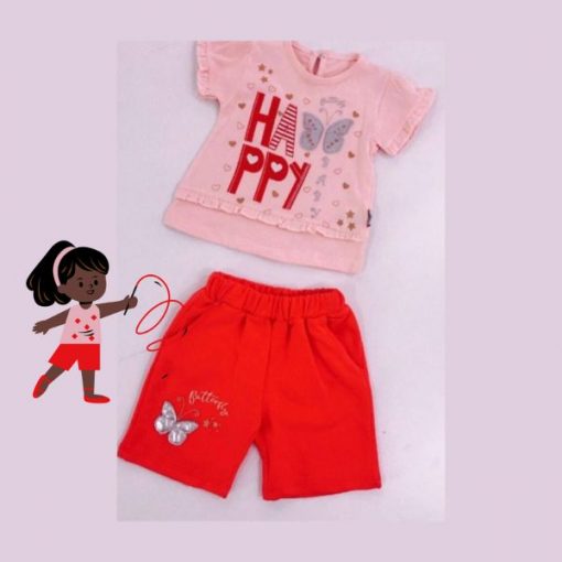 Ensemble 2 Pièces T-shirt et Culotte avec Motifs Papillons pour Bébés