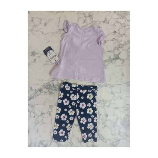 Ensemble 2 Pièces T-shirt et Legging avec Motif Fleurs pour Enfants – Image 3